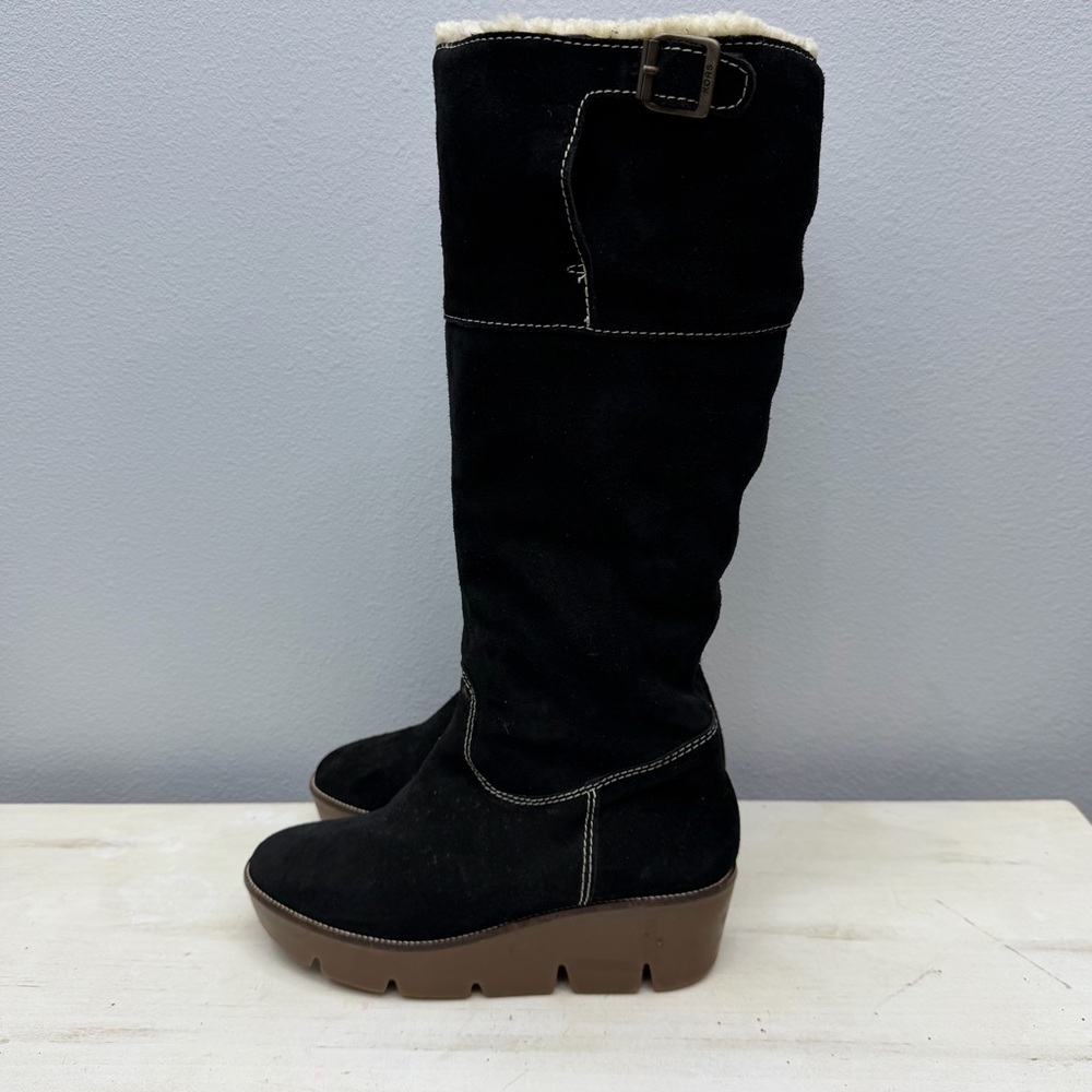 Kors Michael Kors Black Suede Wedge Winter Boots Size 8